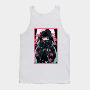 Aesthetic Anime Girl Pink Rosa Black | Quality Aesthetic Anime Design | Premium Chibi Manga Anime Art Tank Top